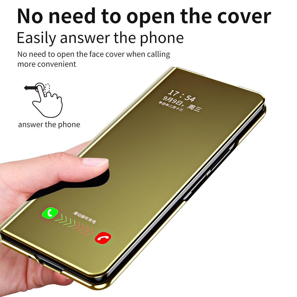 Plating Mirror Leather Cover Smart Window Phone Case for Samsung Z Fold 5 Fold 4