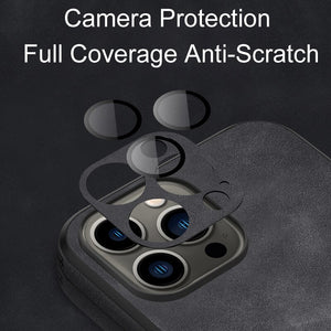 Soft Leather Case with Lens Film Protection for iPhone 14 13 12 series - theroxymob