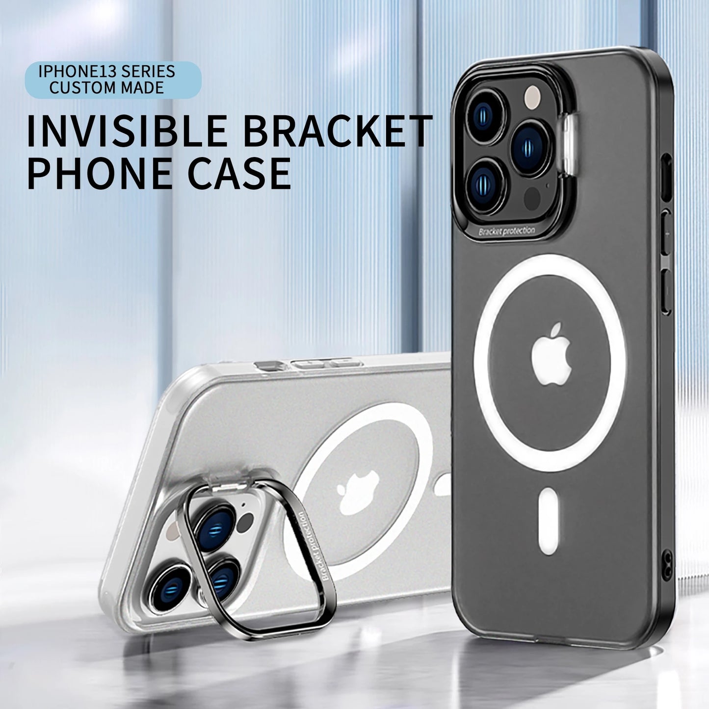 Invisible Metal Bracket Magsafe Case for iPhone 14 13 12 series - theroxymob