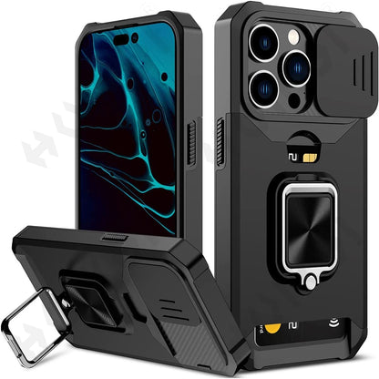 Slide Camera Kickstand Card Holder Slot Protective For iPhone 14 Series - theroxymob