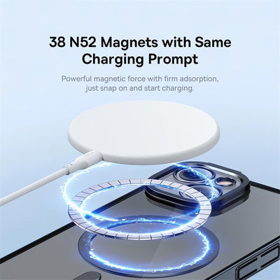 Magnetic Plating Case For iPhone 14 New Protective Phone Case Transparent Shockproof Magnet Back Cover - theroxymob