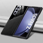 Leather Back Cover Soft Silicone Edge Shockproof Car Magnetic Holder For Samung Galaxy Z Fold 5