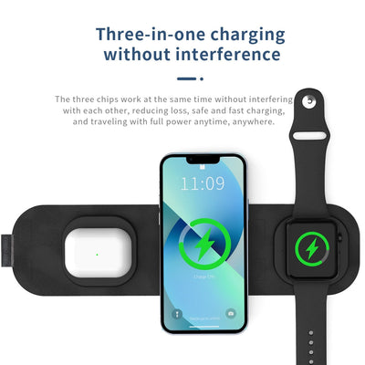 3 in 1 Travel Wireless Charger Foldable for iPhone / Apple Watch / AirPods - theroxymob