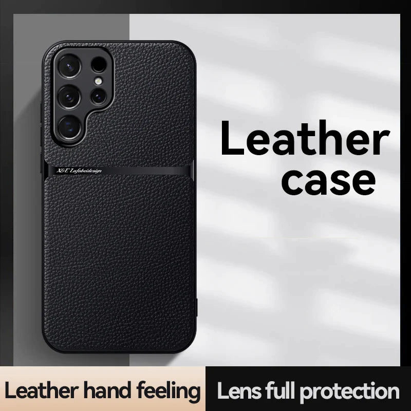 New Magnetic Car Holder Leather Shockproof Case For Samsung S24-S23 Series