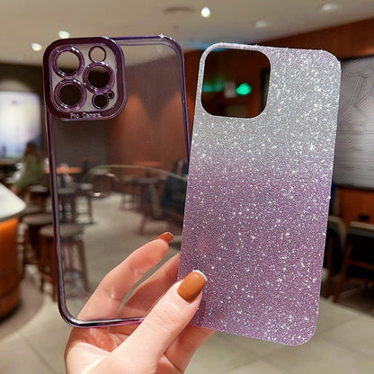 Gradient Glitter Sequins Plating Case For iPhone 14 13 12 series - theroxymob
