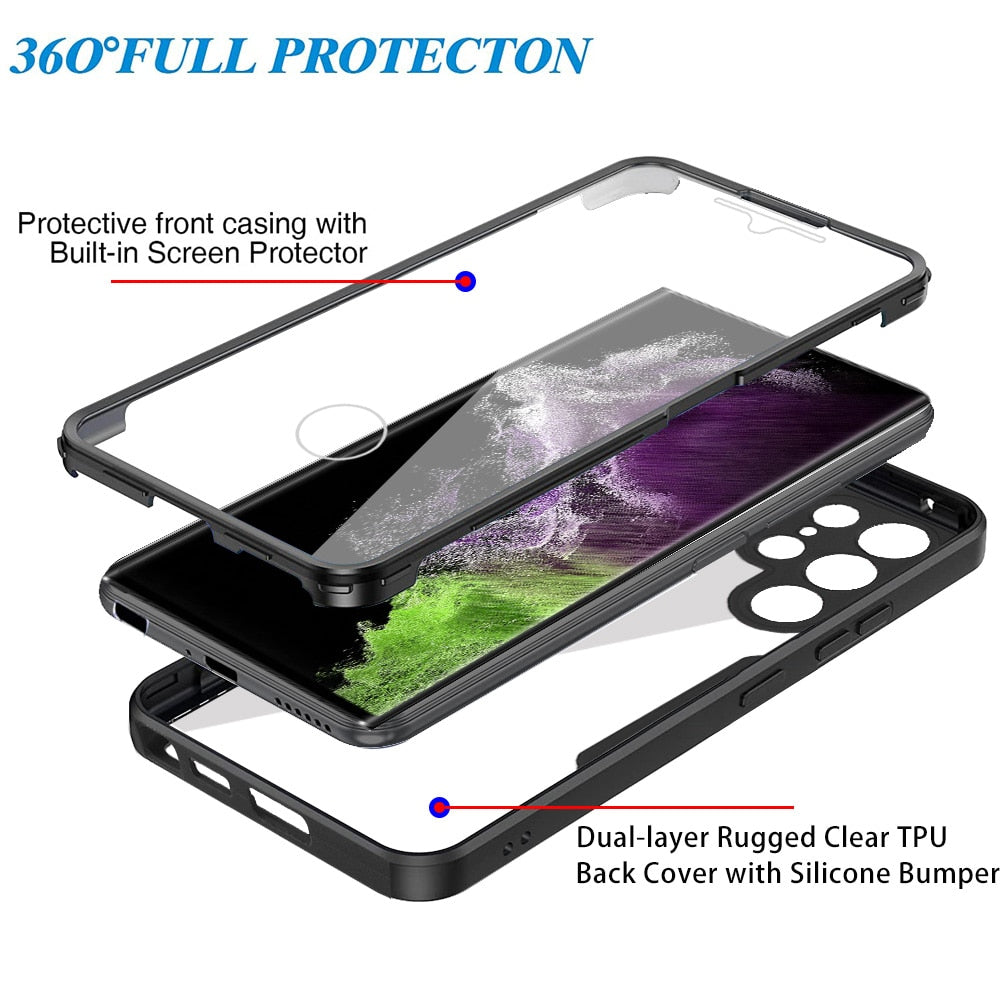 Silicon 360° Double Side For Samsung Galaxy S24-23 SeriesCase Film Screen Protector Bumper Cover