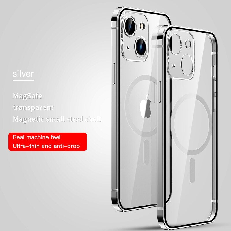 Metal Frame Transparent Case for iPhone 14 13 12 series - theroxymob
