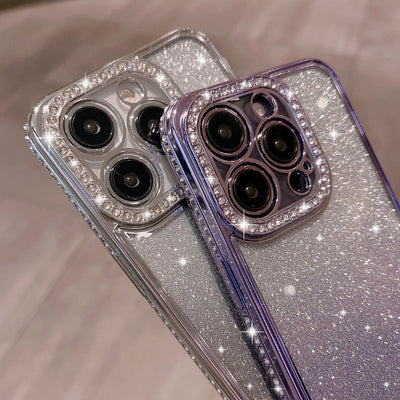 Fashion Luxury Glitter Diamond Bling Case for iPhone 14 /13 /12 Plating Soft Silicone Shockproof Cover - theroxymob