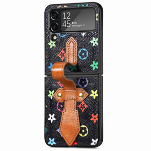 Shockproof Case for Samsung Z Flip4 5G 2022 Luxury Wristband Ring Holder Stand Back Panel Cover for Samsung Galaxy Z Flip 4 Etui