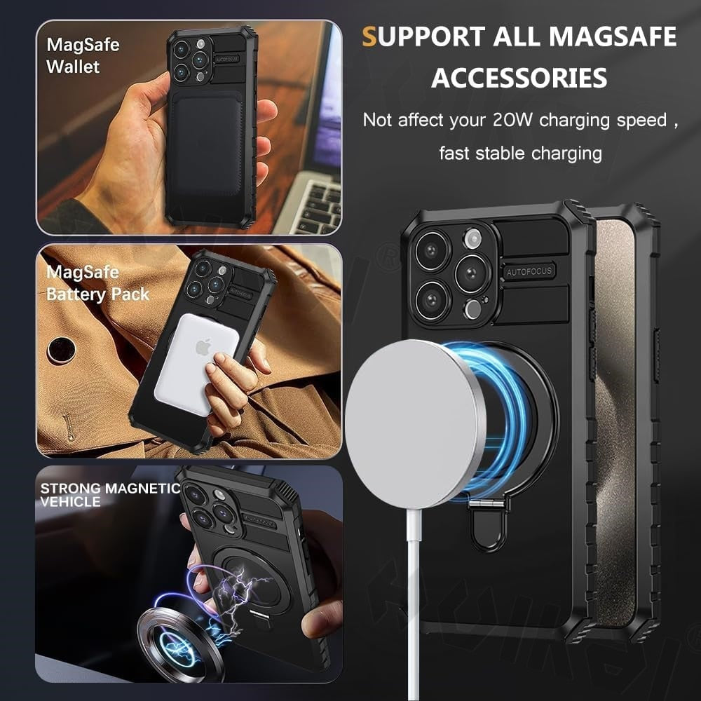Magsafe Stand Case For iPhone 15-14-13 Ring Magnetic Holder Protection Stands Kickstand Covers