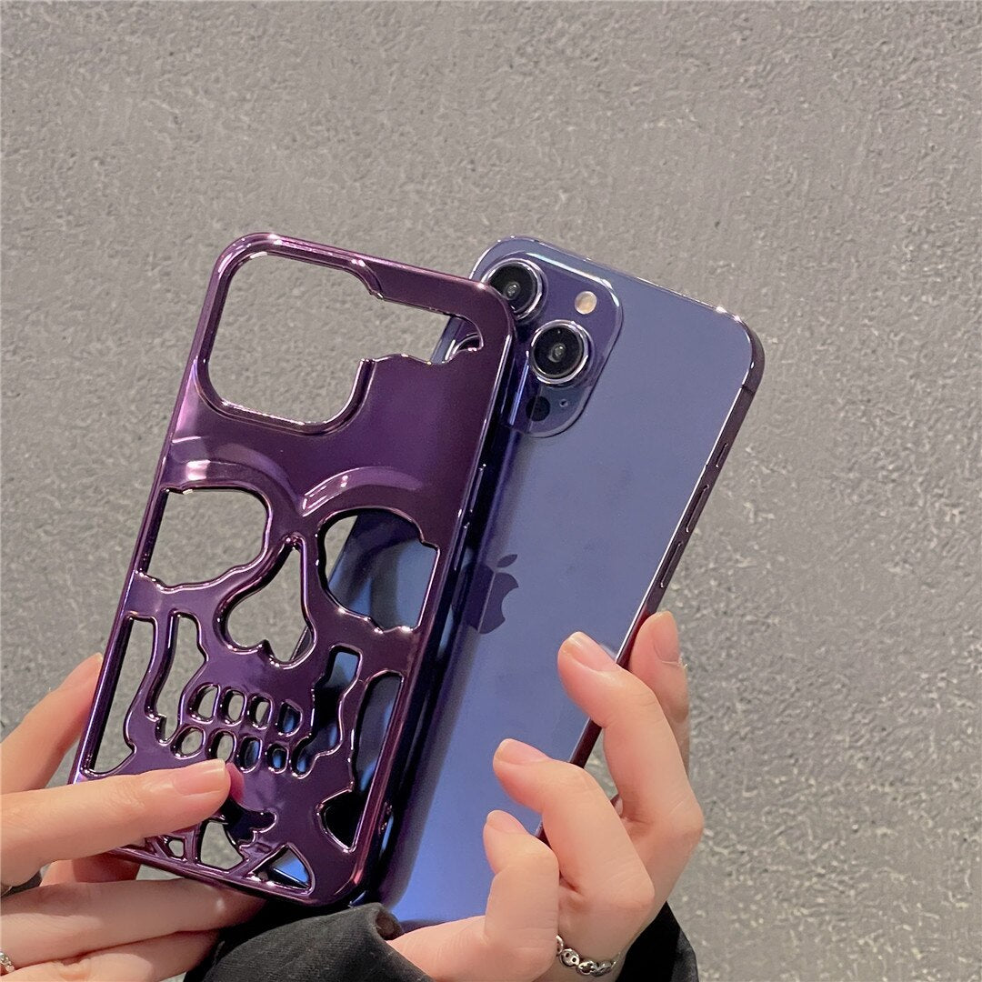3D Plating Skull Pattern Case for iPhone 14 / 13 - theroxymob