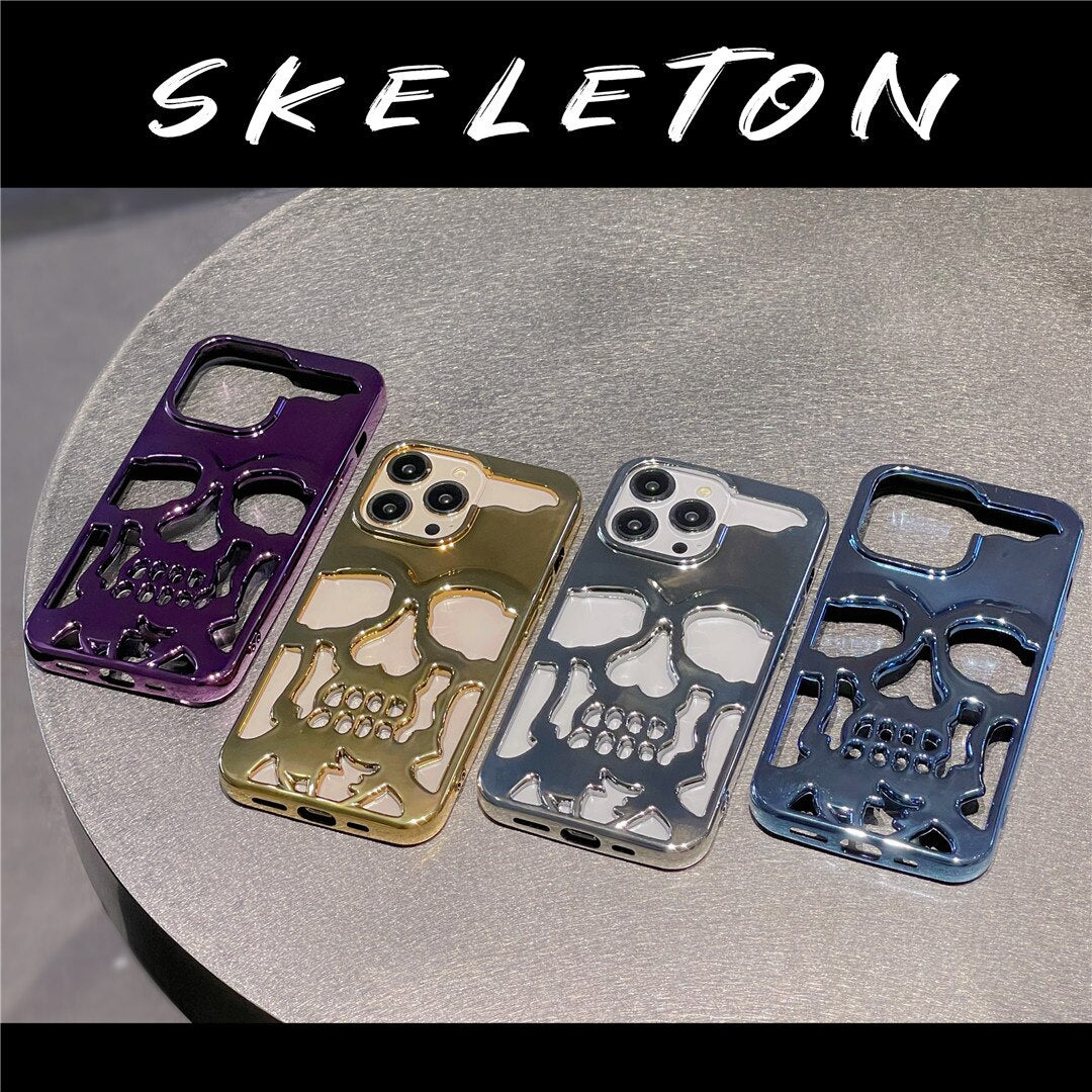 3D Plating Skull Pattern Case for iPhone 14 / 13 - theroxymob