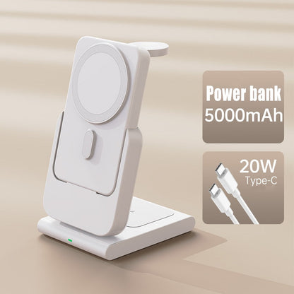 MacSafe 3 in 1 Magnetic Power Bank Wireless Charging Station 5000mAh External Auxiliary Battery For iPhone 14/13/12 Apple Watch