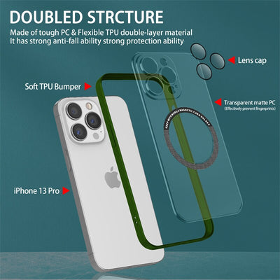 Transparent Case Magsafe Magnetic Wireless Charging Case For iPhone 14 Lens Film Bumper Cover - theroxymob
