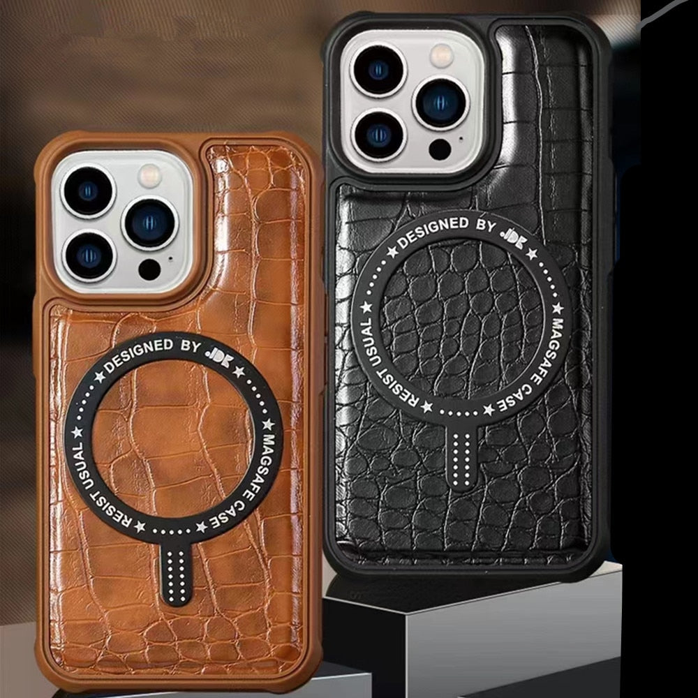 Magnetic Leather Case For iPhone 14 13 12 series - theroxymob