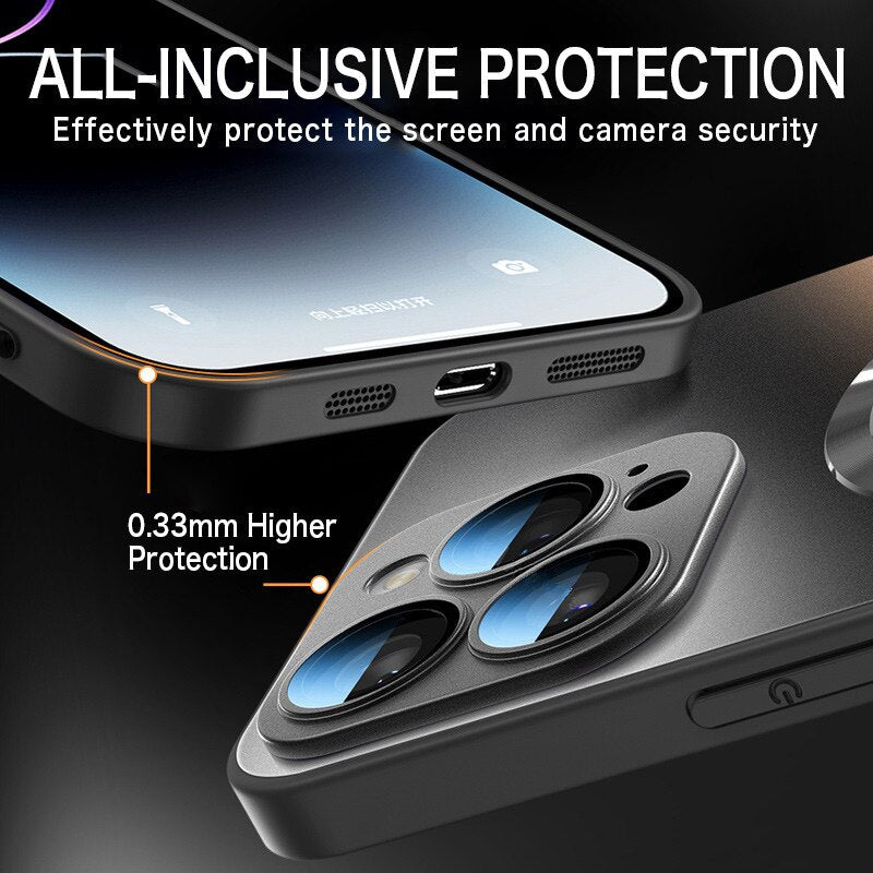 New Magnetic AG Glass Frosted Case With Camera Lens Protector For iPhone 15-14-13