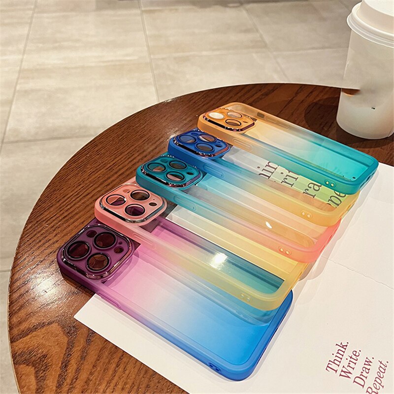 Gradient Rainbow Clear Phone Case For iPhone 14 13 12 - theroxymob
