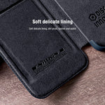 For iPhone 14 Leather Flip Cover Slide Camera Lens Protection Case - theroxymob