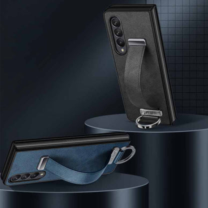 Slim Leather Case With Retractable Wristband for Samsung Galaxy Z Fold 4 / 3 - theroxymob