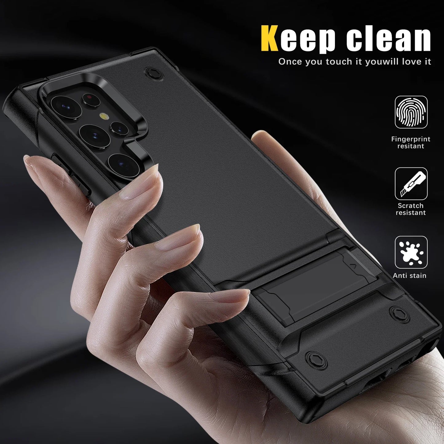 Case Shockproof Armor With Kickstand Back Cover For Samsung S24 / S23 Series