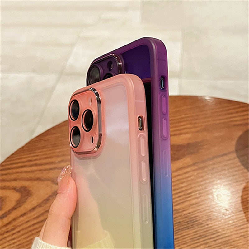 Gradient Rainbow Clear Phone Case For iPhone 14 13 12 - theroxymob