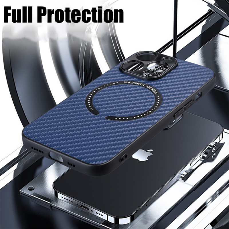 Luxury Carbon Fiber 3D Texture Magsafe Case for iPhone 14 13 - theroxymob