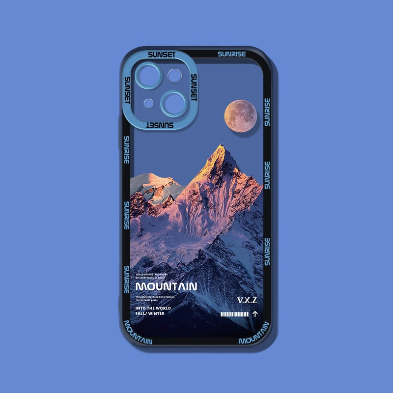 Purple Sunset Snow Mountain Phone Case For iPhone 14 13 - theroxymob