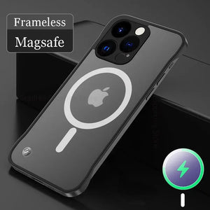 Magsafe Magnetic Frameless Matte Borderless Soft TPU Case For iPhone 15 14 13 12 series