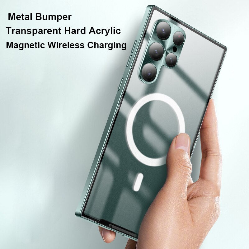Magnetic Wireless Charging Metal Case For Samsung Galaxy S23 / S22 Series - theroxymob