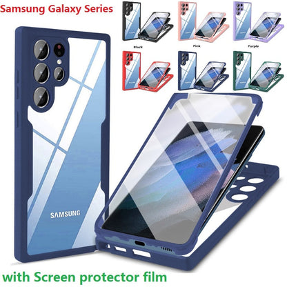 Silicon 360° Double Side For Samsung Galaxy S24-23 SeriesCase Film Screen Protector Bumper Cover