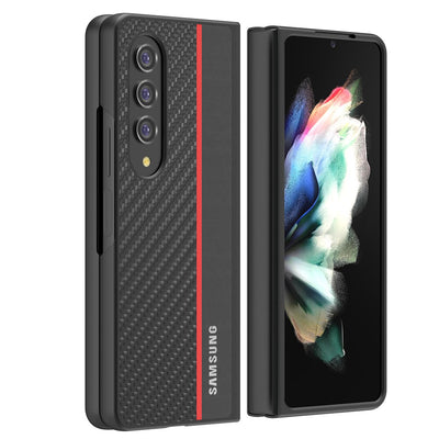 For Samsung Galaxy Z Fold4 Original Case Leather Foldable Ultrathin Hard Carbon Fiber Pattern Cover All-Inclusive Protection - theroxymob