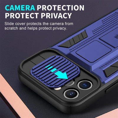 Camera Protection Stand Holder Phone Case For iPhone 14 / 13 - theroxymob