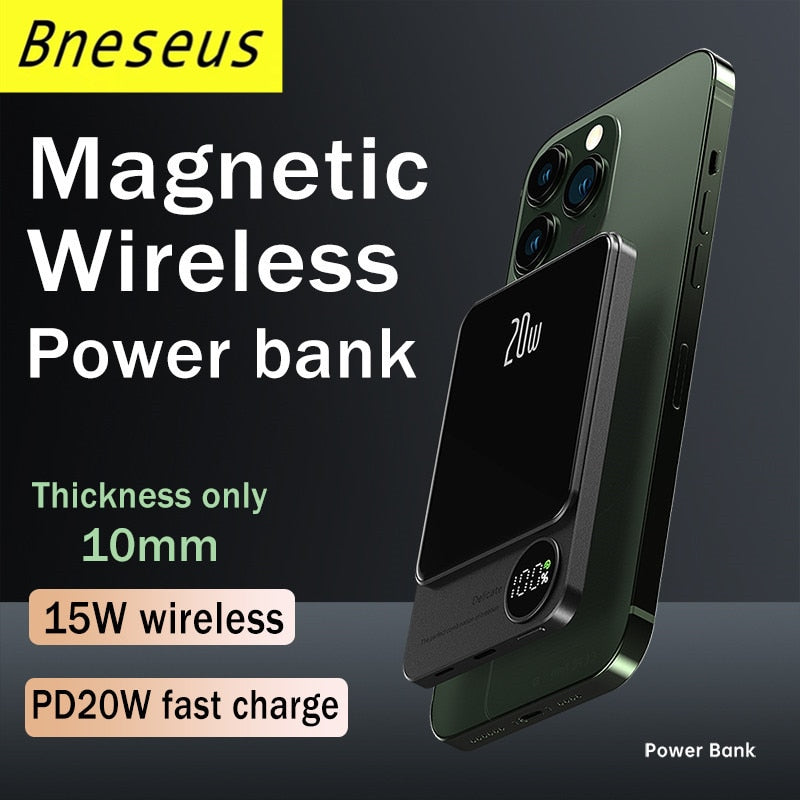 New Macsafe Powerbank Magnetic Power Bank Fast Wireless For iPhone / Samsung - theroxymob