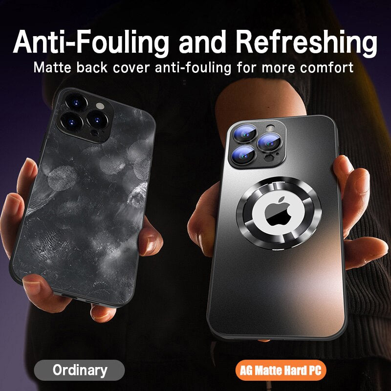 New Magnetic AG Glass Frosted Case With Camera Lens Protector For iPhone 15-14-13