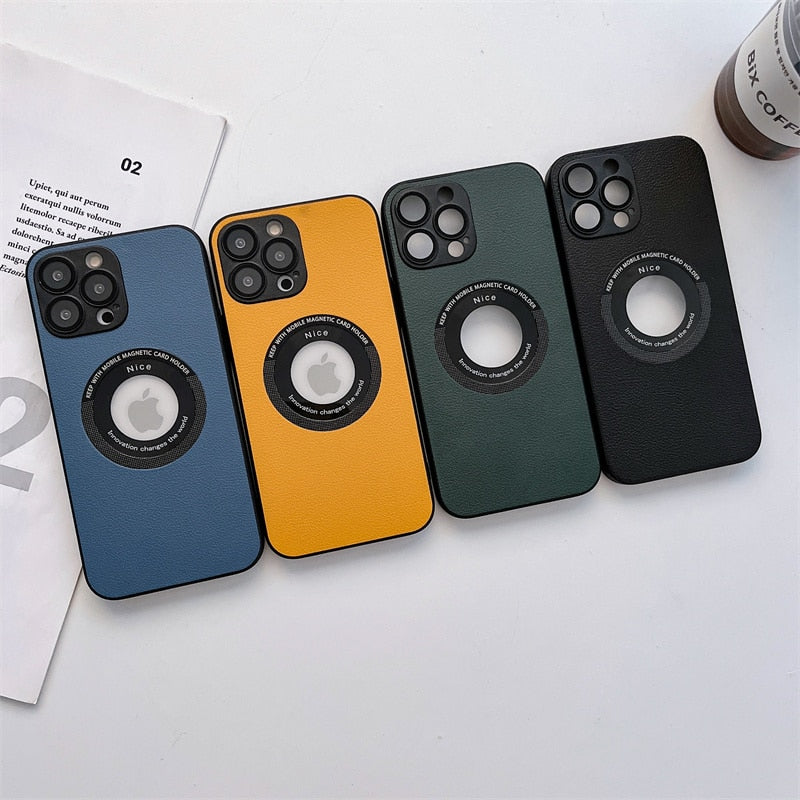 Leather Case Magnetic Suction Cover For iPhone 14 13 12 - theroxymob