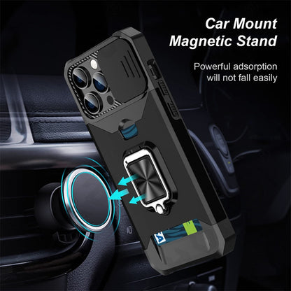 Slide Camera Kickstand Card Holder Slot Protective For iPhone 14 Series - theroxymob