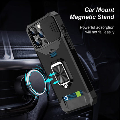 New Slide Camera Kickstand Card Holder Slot Protective For iPhone 14 Series - theroxymob