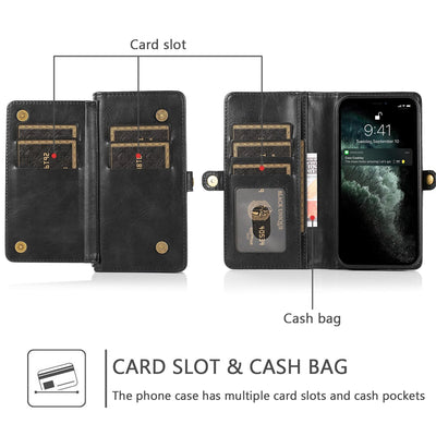 Magnetic Split Multifunctional Wallet Case for iPhone 14 13 - theroxymob