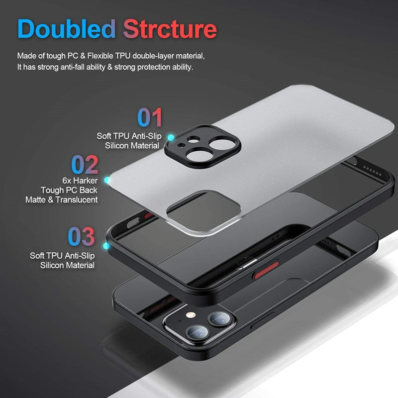 Luxury Shockproof Matte Silicone case For iPhone 14 13