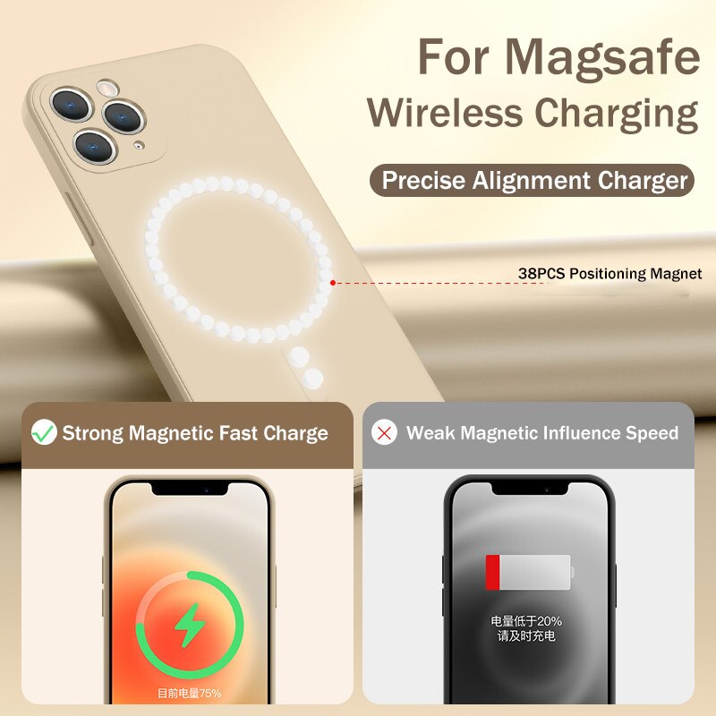 Silicone case Magsafe Magnetic Wireless Charge Case for iPhone 14 13 12 - theroxymob