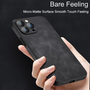 Soft Leather Case with Lens Film Protection for iPhone 14 13 12 series - theroxymob