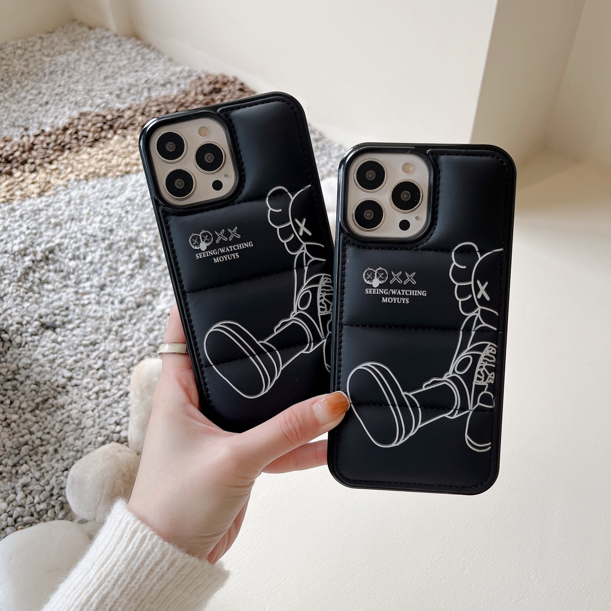 Fashion Brand down jacket Line Bear Phone Case for iPhone 14 13 - theroxymob