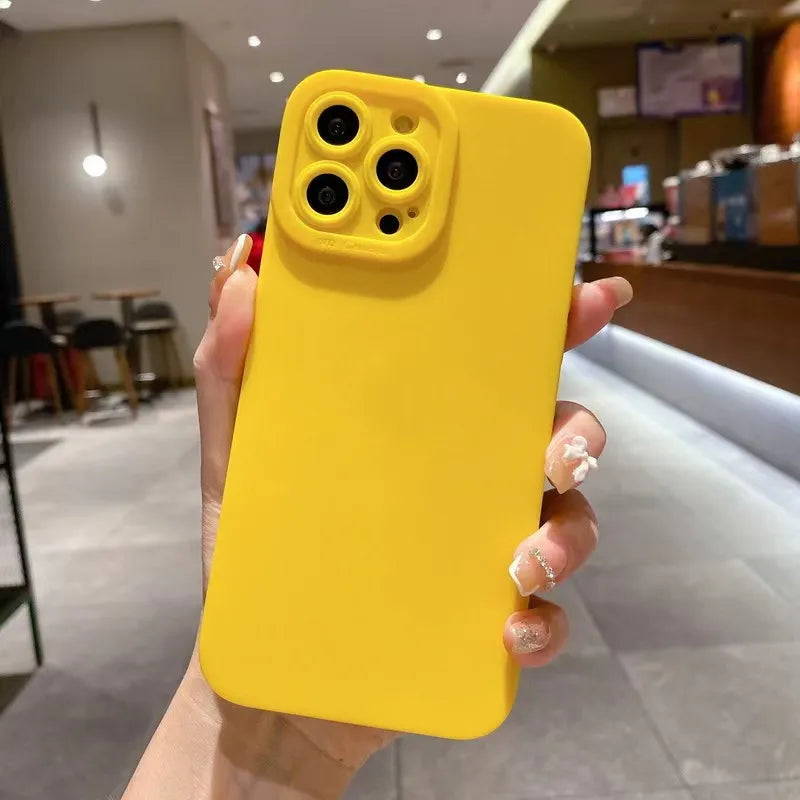 Matte Silicone Case with camera Lens Portector For iPhone 15 14 13