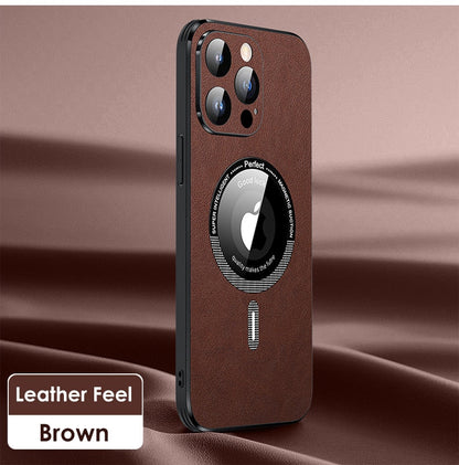 Luxury Leather Phone Case With Lens Film Protection For iPhond 14 13 12 - theroxymob