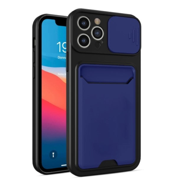 Sliding Camera Cover Design TPU + PC Shockproof Phone Case with Card Slot For iPhone 13 Series - theroxymob