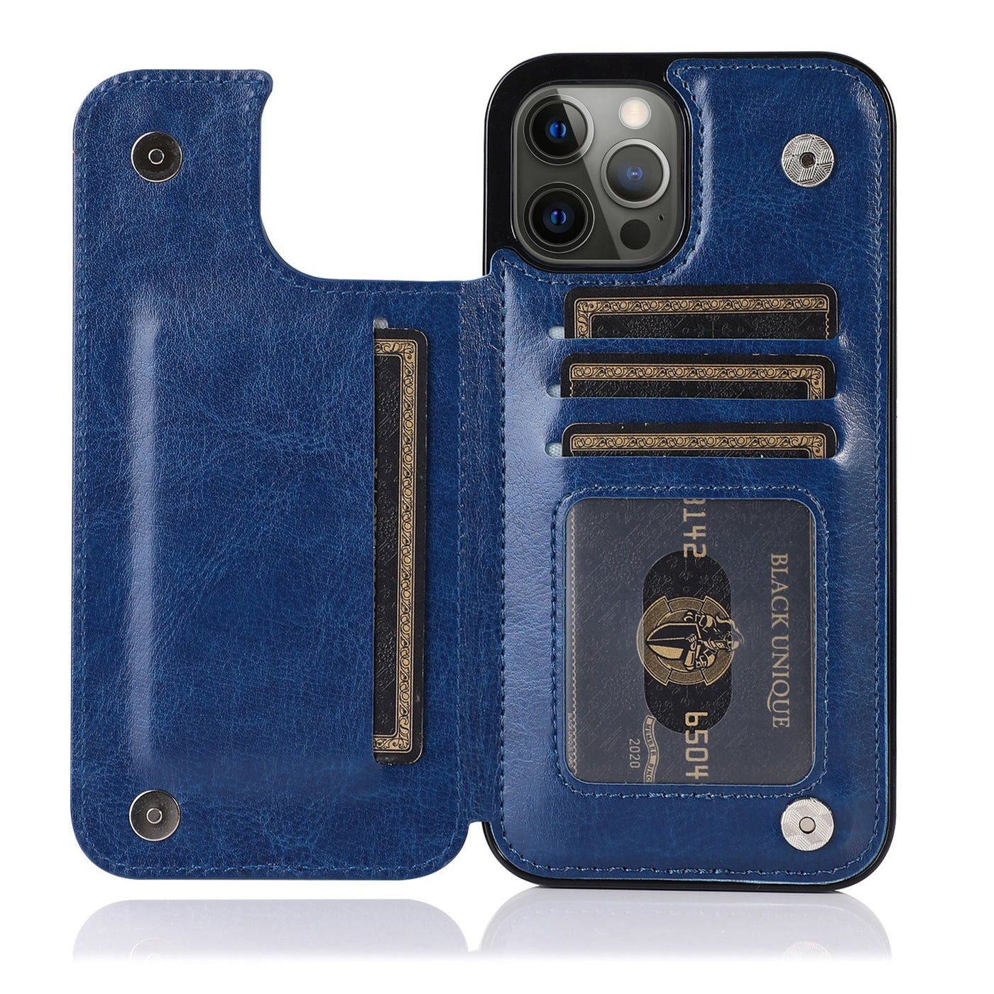 Double Buckle Leather Case with Card Slots for iPhone 14 series - theroxymob