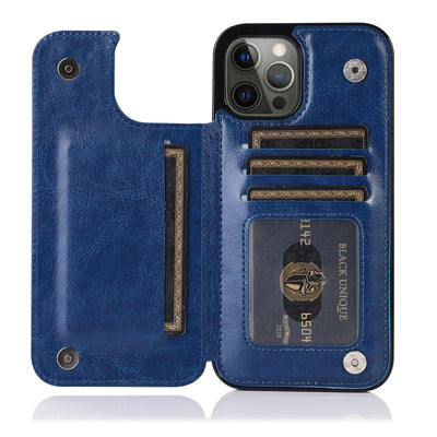 Double Buckle Leather Case with Card Slots for iPhone 14 series - theroxymob