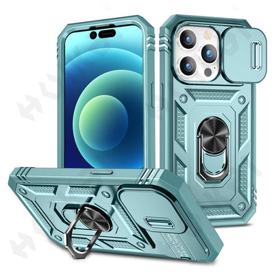 Slide Camera Case For iPhone 14 Heavy Duty Build in 360 Degree Rotate Kickstand Covers - theroxymob