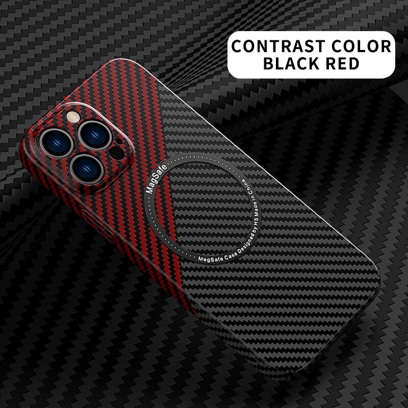 Hard Bumper Cover Carbon Fiber Wireless Charging For iPhone 13 Series - theroxymob
