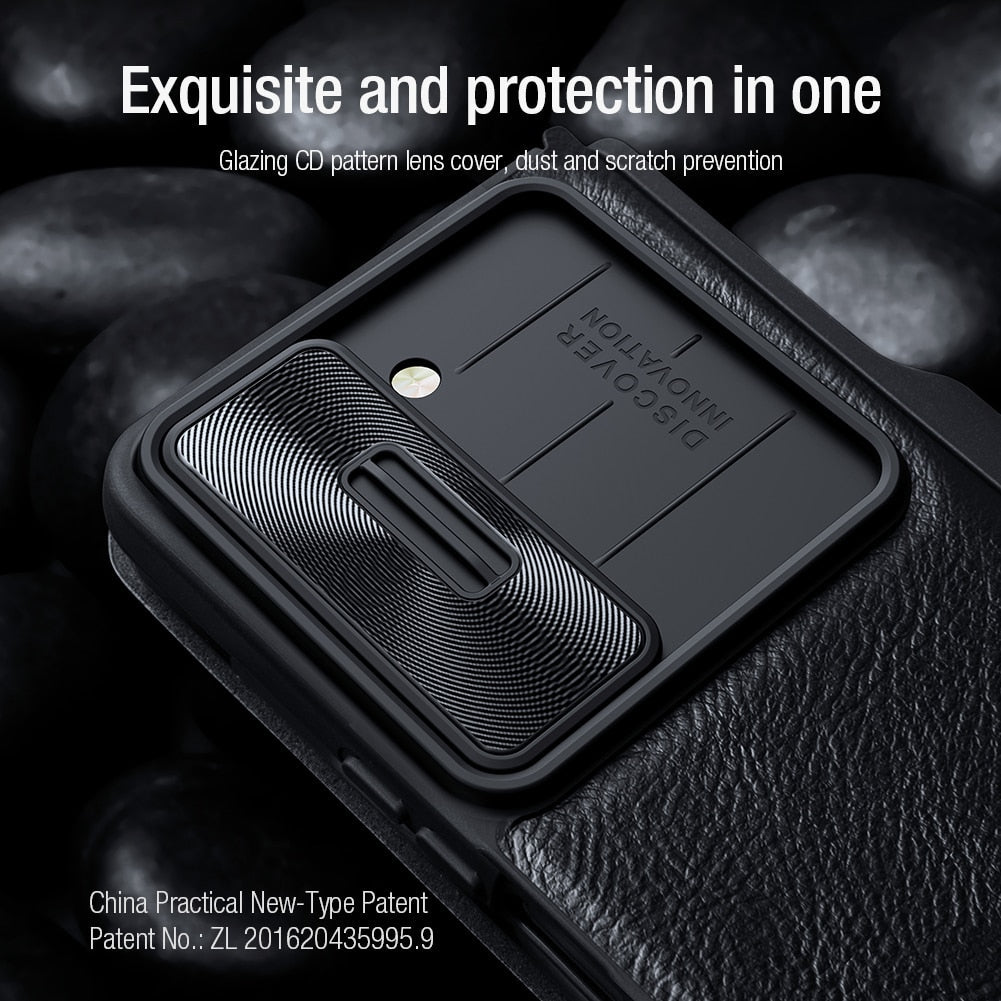 For Samsung Galaxy Z Fold5 Case Flip Leather Case Cover With S-Pen Pocket Camera Protection